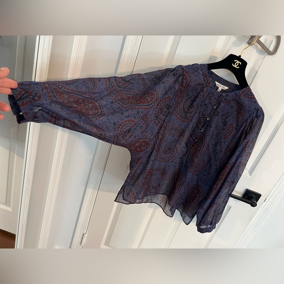 NEW Alex Mill Easy Popover Top Paisley Size L Blue Maroon oversized Shell Button - Picture 13 of 13